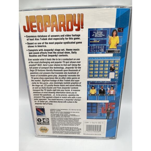 Jeopardy (Sega CD, 1994) Complete CIB, Excellent Disc - Picture 3 of 8